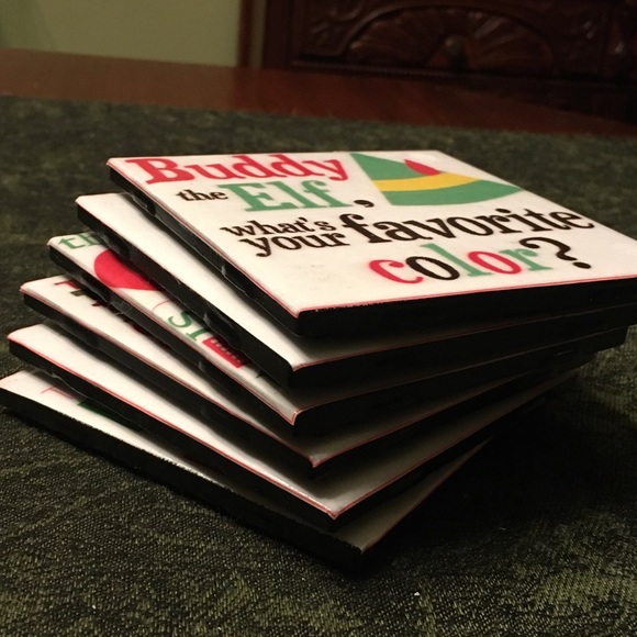 Six”ELF”Themed handmade ceramic coasters. Each saying makes me giggle with joy! - Picture 9 of 11
